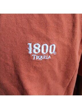 1800 Tequila Vintage T-shirt Large 1990's Rust Orange Embroidered Logo Cotton